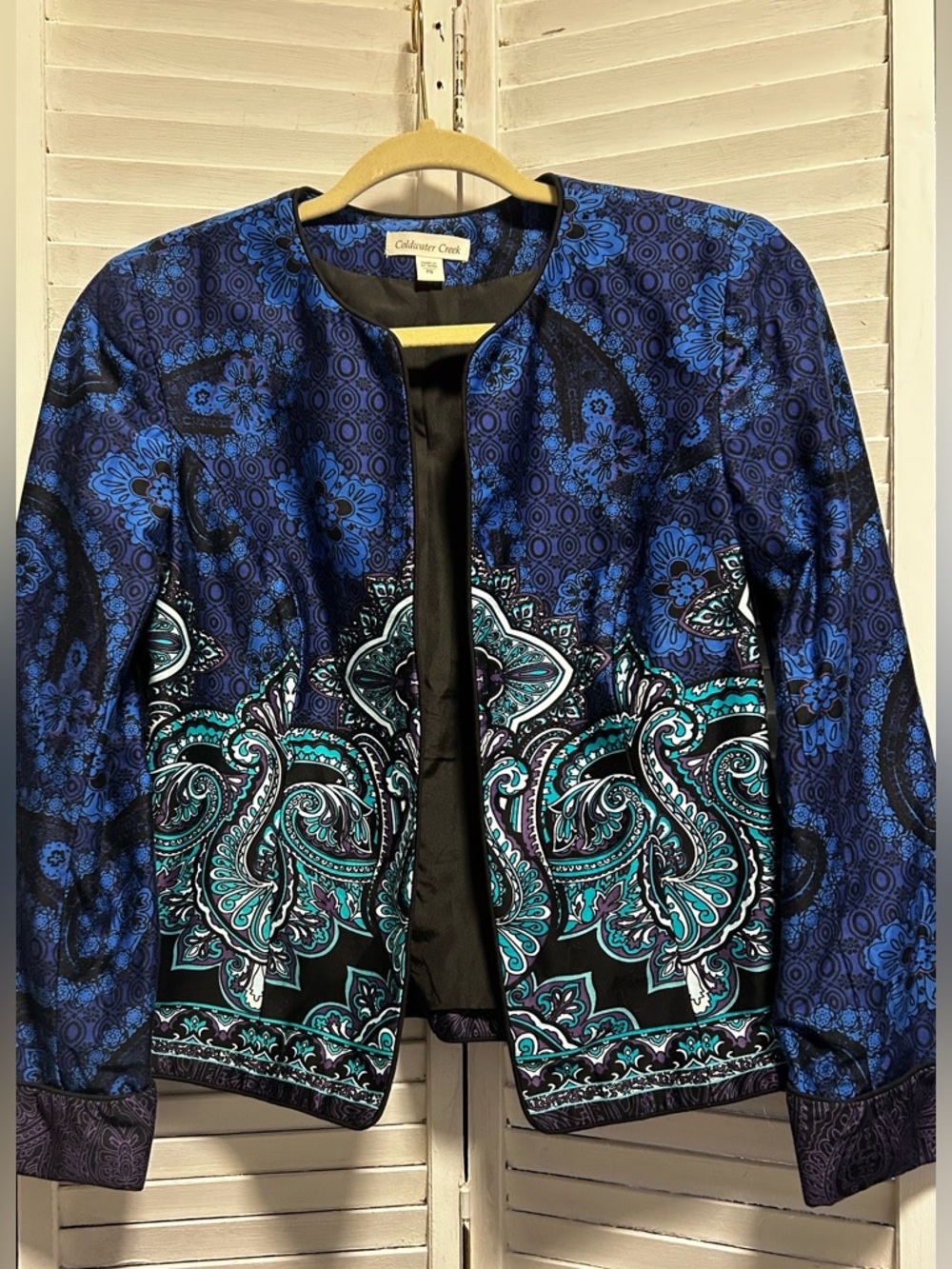 Coldwater Creek Womens Paisley Border Blazer Party Jacket size P8 8 petite